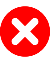 A red circle with a bold white X symbol in the center, shown on a plain white background.